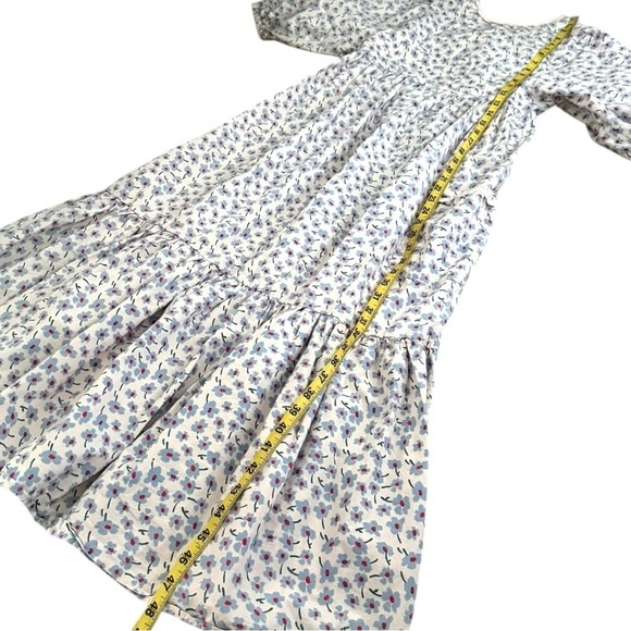 Damson Madder Floral Flower Cottagecore Puff Sleeve Open Back Dress 10UK/ 6 US - Picture 6 of 8